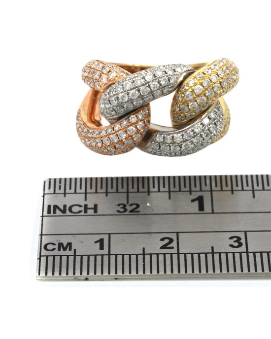 2 Tone Diamond Open Entwined Ring